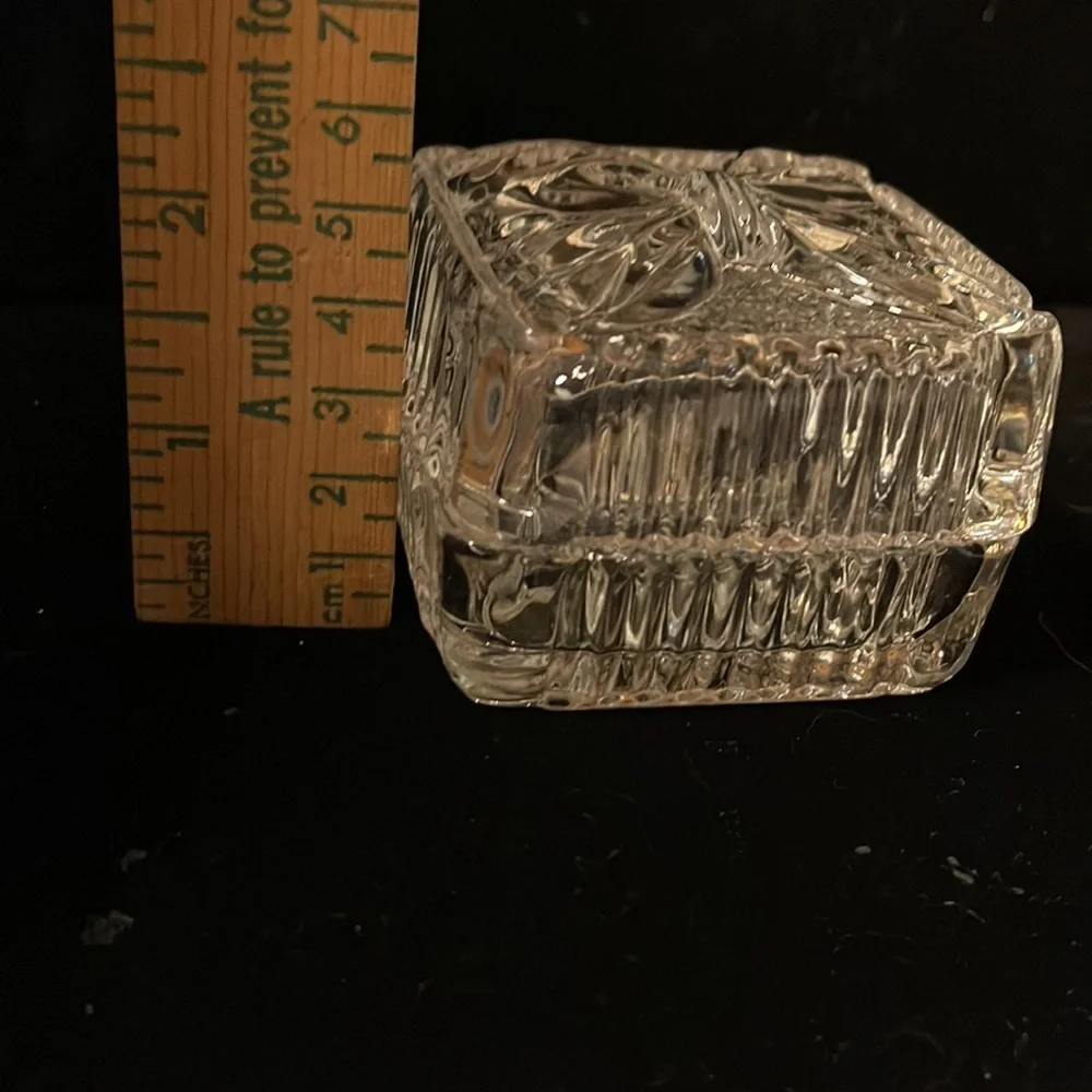 Beautiful Small Lead Crystal Box w/Bow design on the lid - really cute!